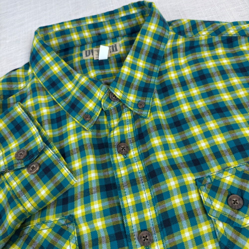 Duluth Trading Flannel Shirt Men 3XL Plaid Green Workwear Cabin Gorpcore Fall